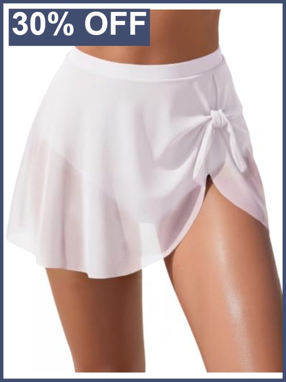 High Waisted Mesh Swim Skirt Tie Knot Swim Bottoms